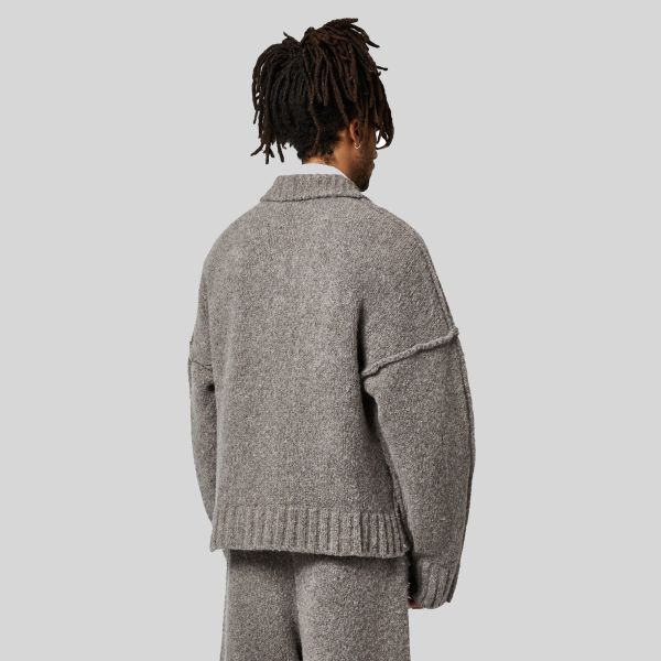 Seventh Wool Knit Polo Sweater Antraciet