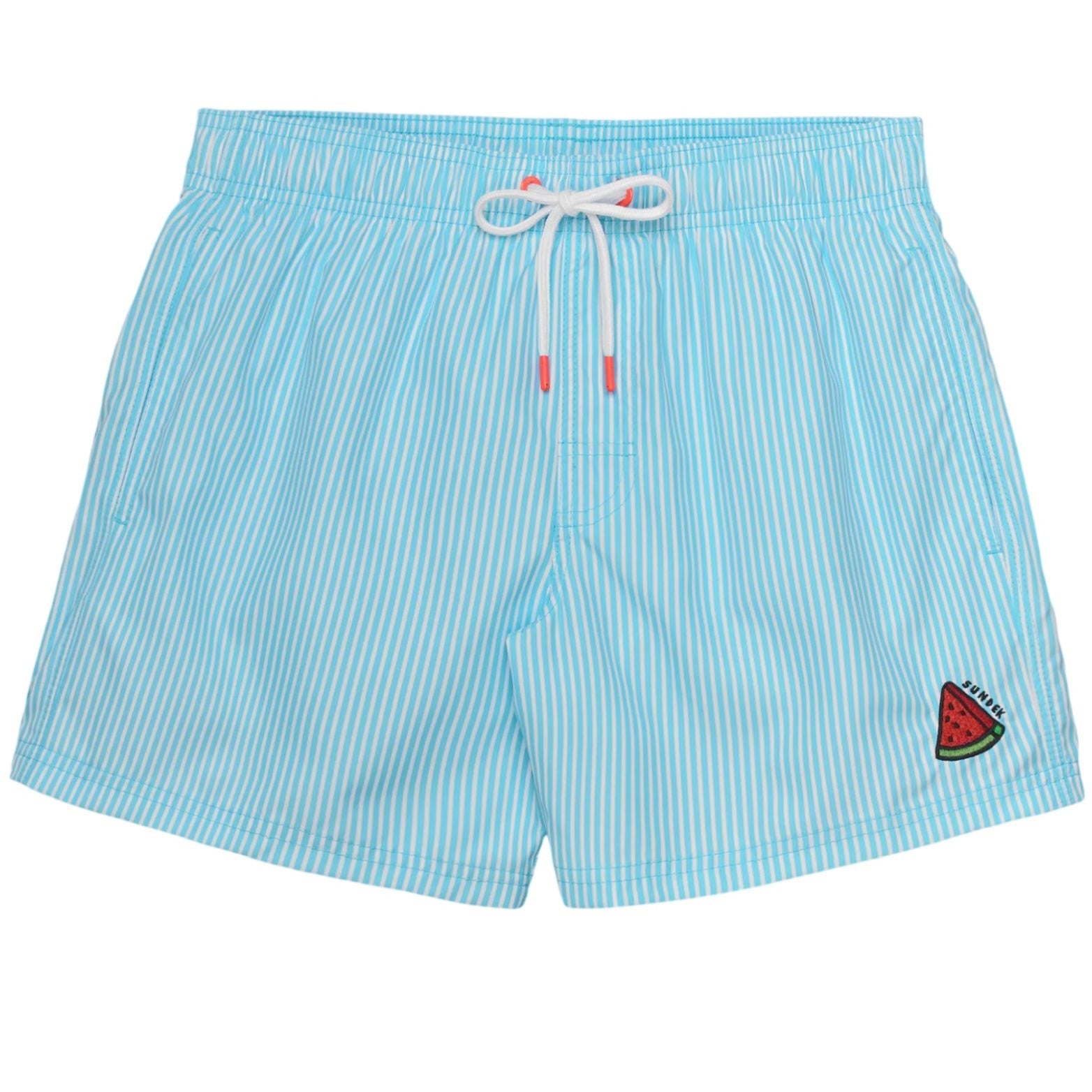 Sundek Printed Striped Zwembroek Licht Blauw
