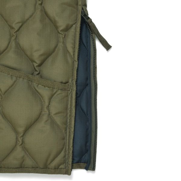 Taion Military Button V Neck Down Vest Donker Groen