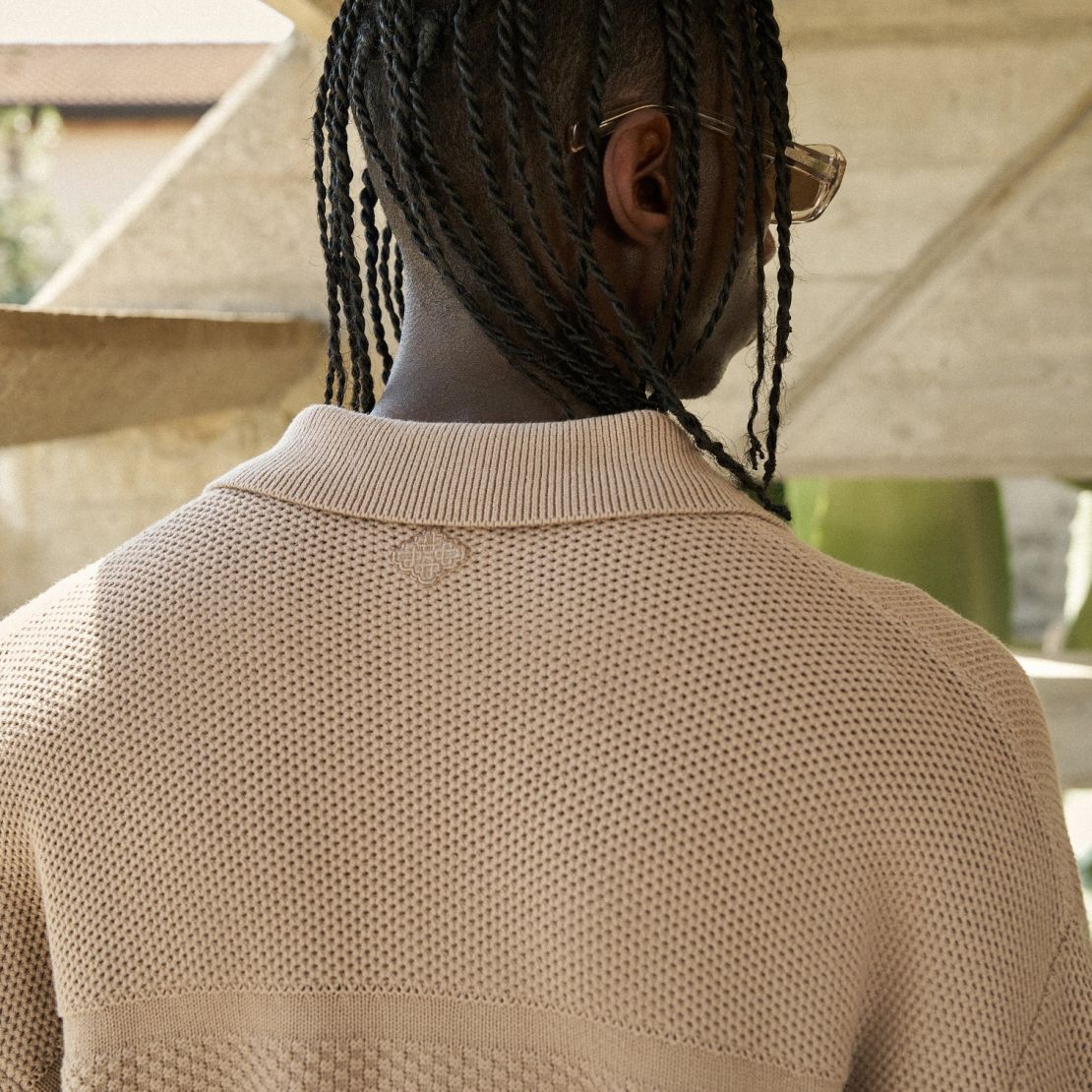 The Couture Club Contrast Knit Crochet Overhemd Bruin