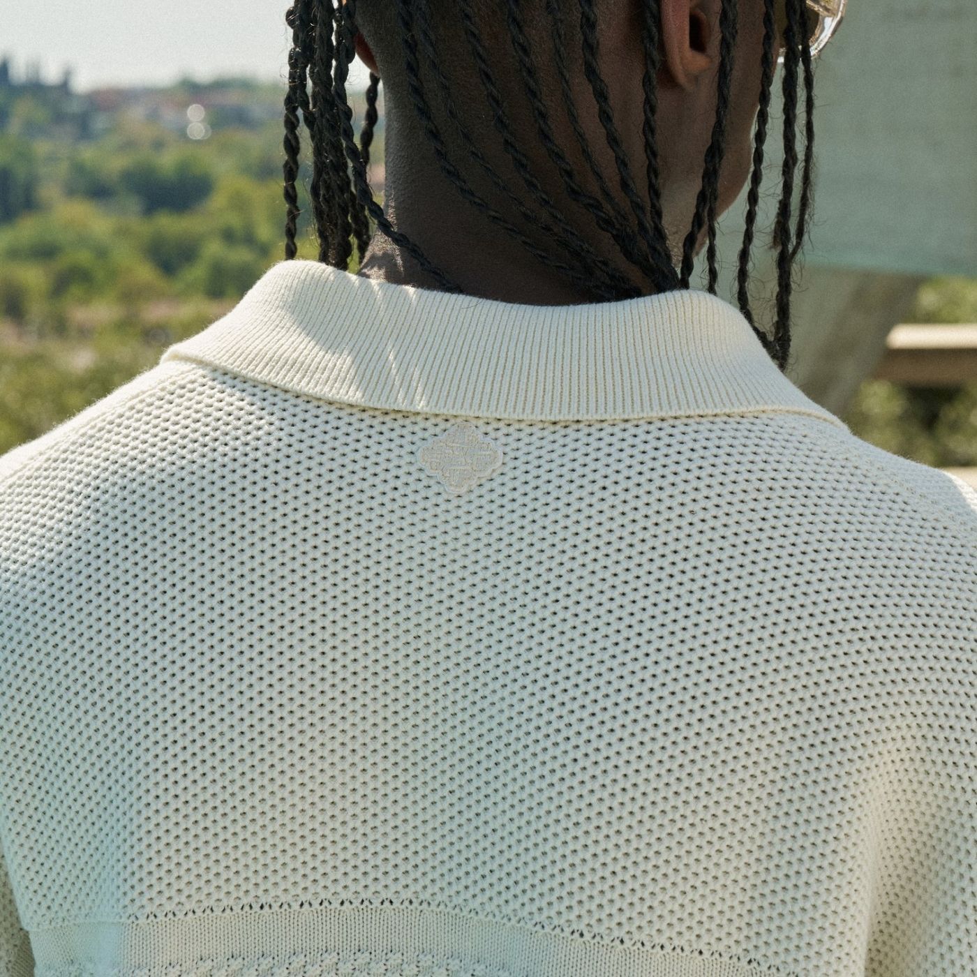 The Couture Club Contrast Knit Crochet Overhemd Off White