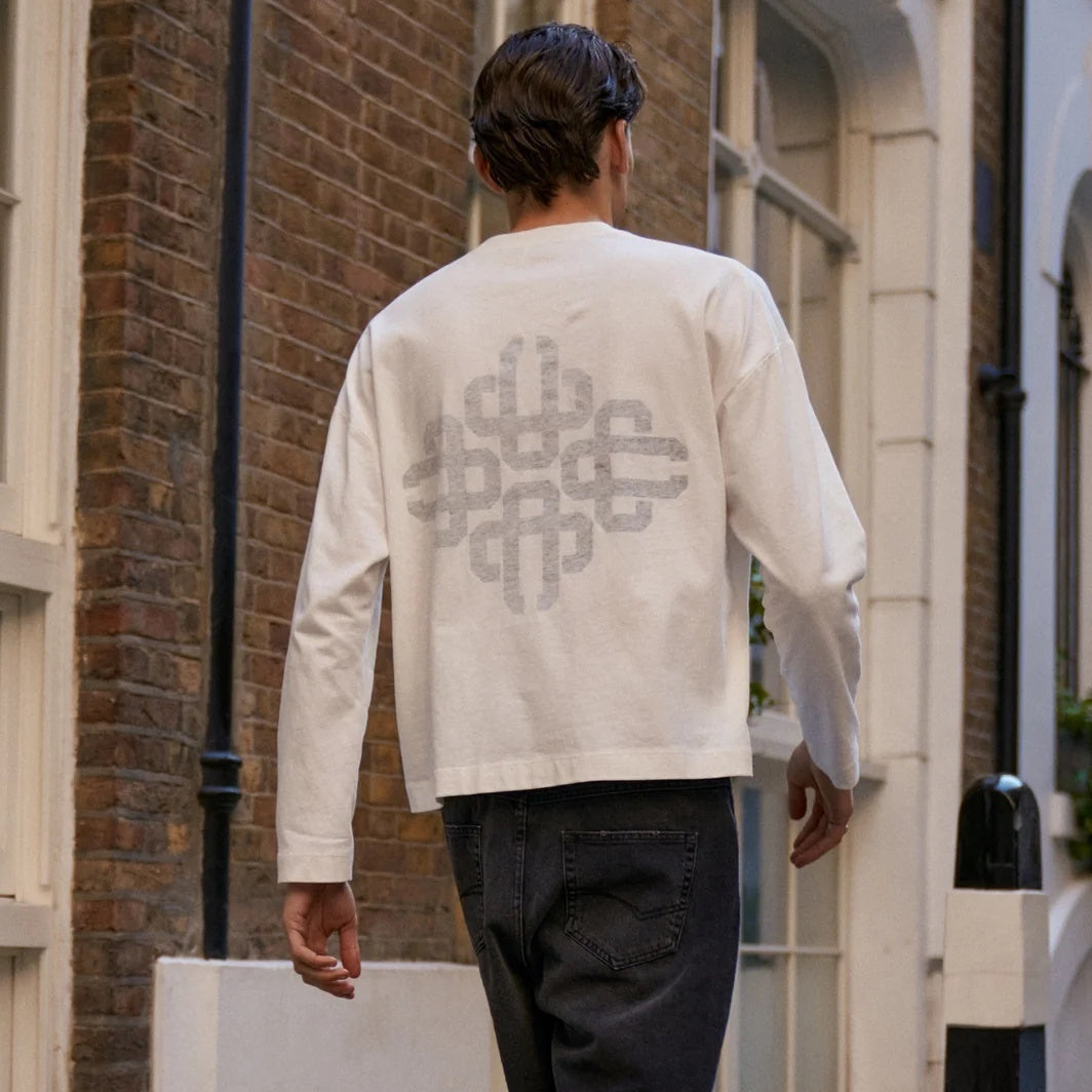 The Couture Club Slub Longsleeve T-shirt Off White/Zwart
