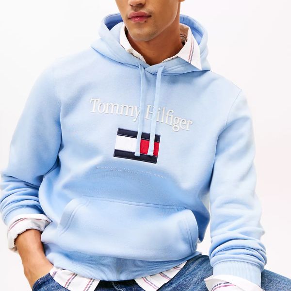 Tommy Hilfiger Embro Flag Hoodie Licht Blauw