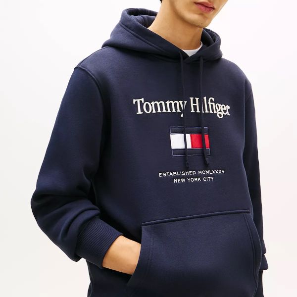 Tommy Hilfiger Embro Flag Hoodie Navy