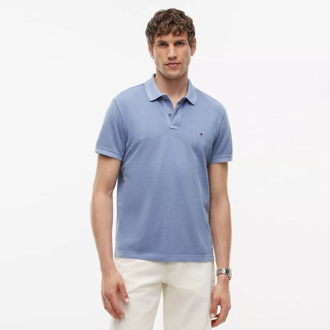 Tommy Hilfiger Garment Dye Polo Licht Blauw