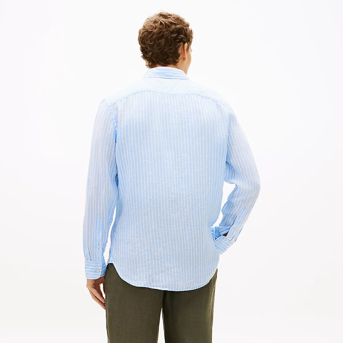 Tommy Hilfiger Linen Bengal Stripe Overhemd Licht Blauw