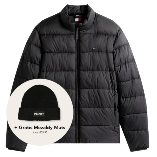 Tommy Hilfiger Mid Weight Collar Puffer Zwart