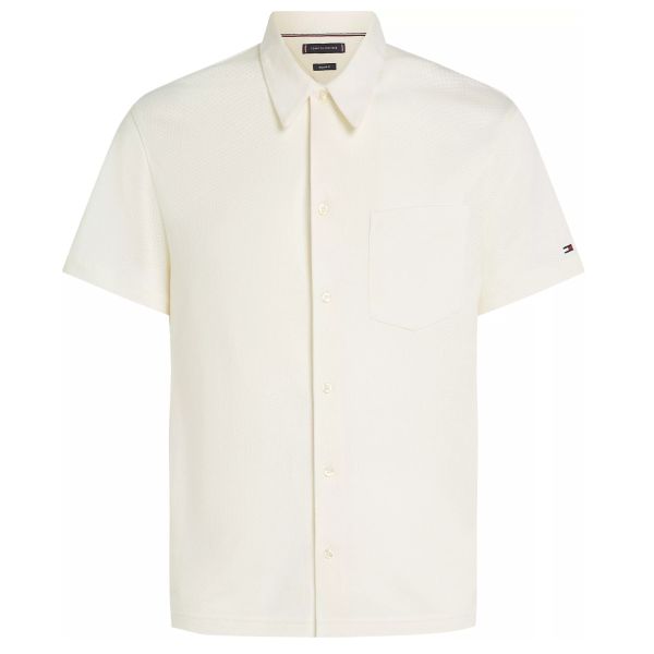 Tommy Hilfiger Open Knit Full Plack Overhemd Off White