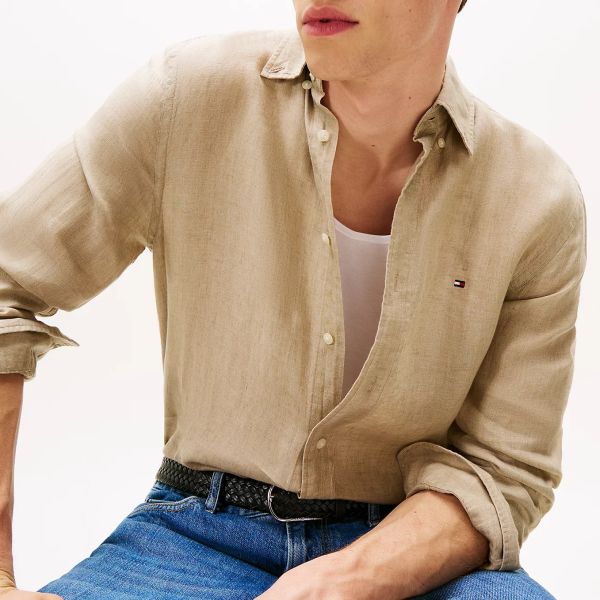 Tommy Hilfiger Pigment Dyed Solid Overhemd Beige