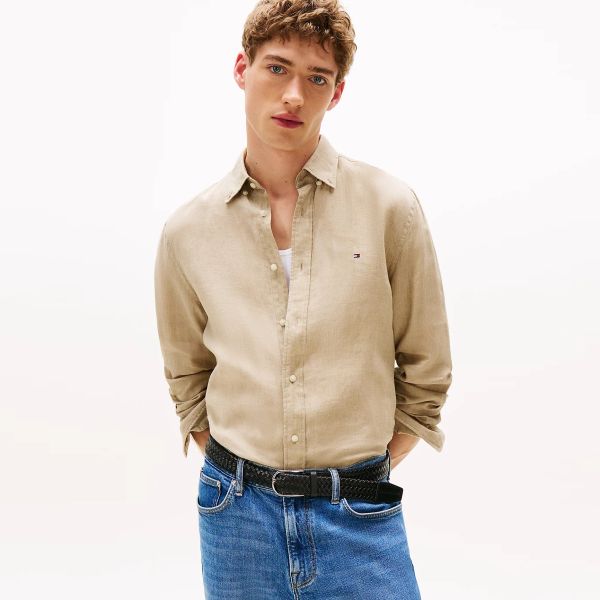 Tommy Hilfiger Pigment Dyed Solid Overhemd Beige