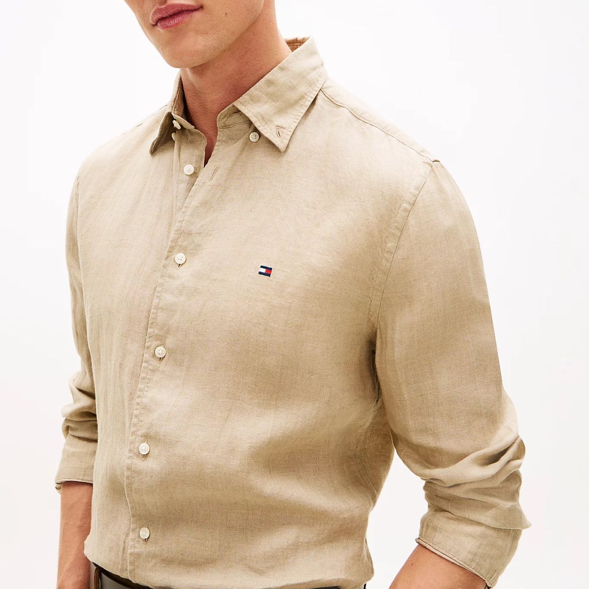 Tommy Hilfiger Pigment Dyed Solid Overhemd Beige