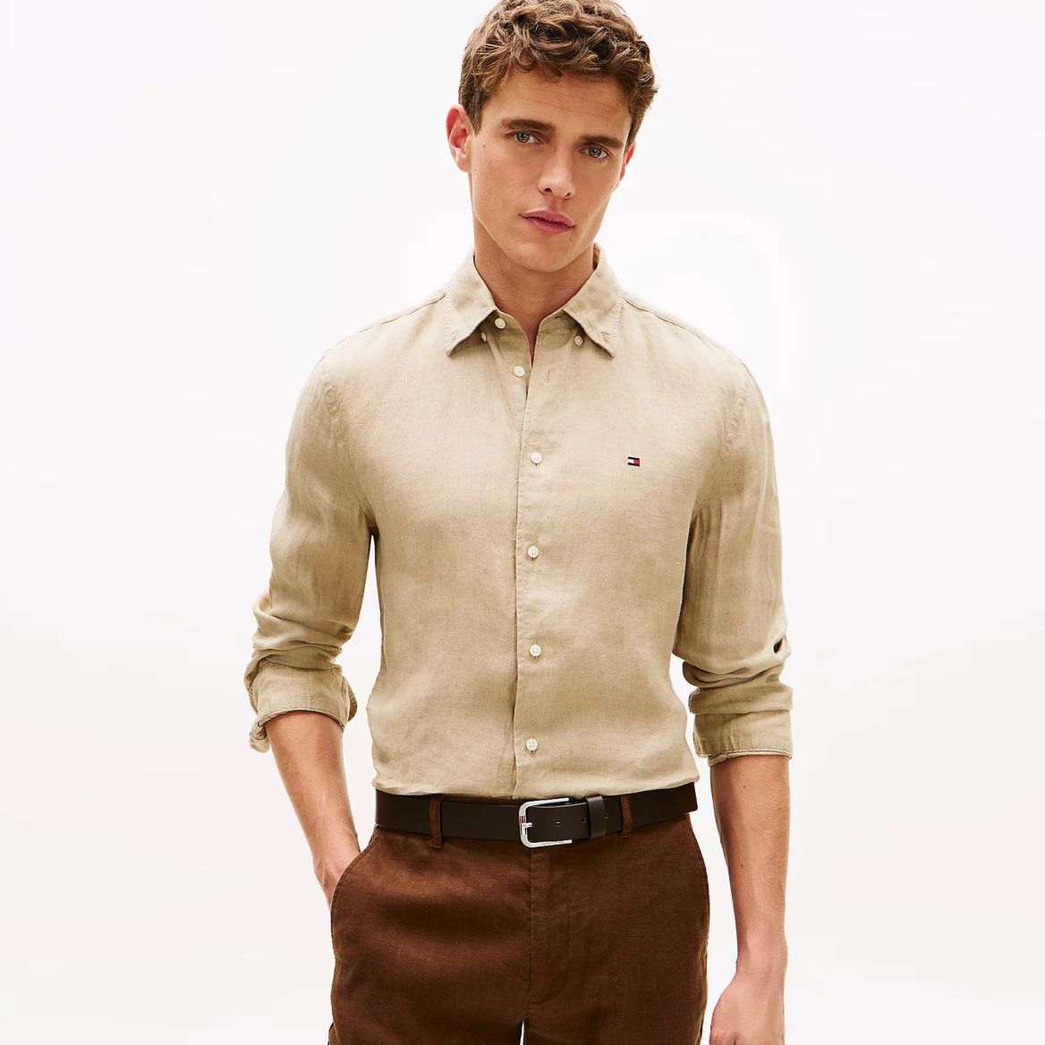 Tommy Hilfiger Pigment Dyed Solid Overhemd Beige