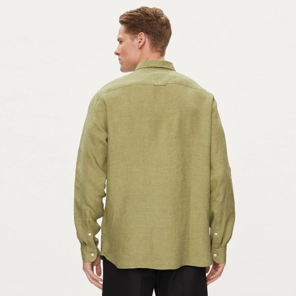 Tommy Hilfiger Pigment Dyed Solid Overhemd Donker Groen