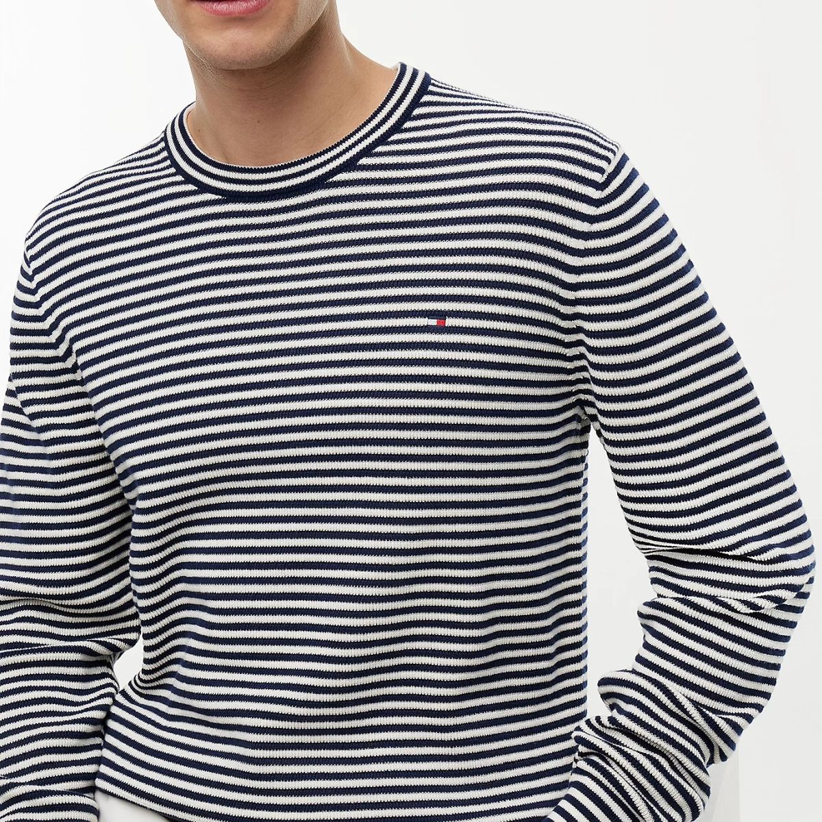 Tommy Hilfiger Structured Yarn Dyed Sweater Navy/Wit