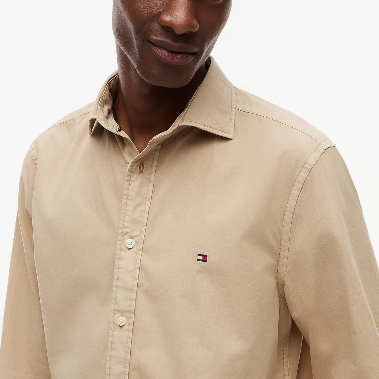 Tommy Hilfiger Washed Poplin Overhemd Beige