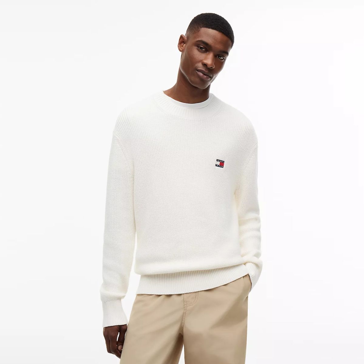 Tommy Jeans Badge Knit Sweater Off White