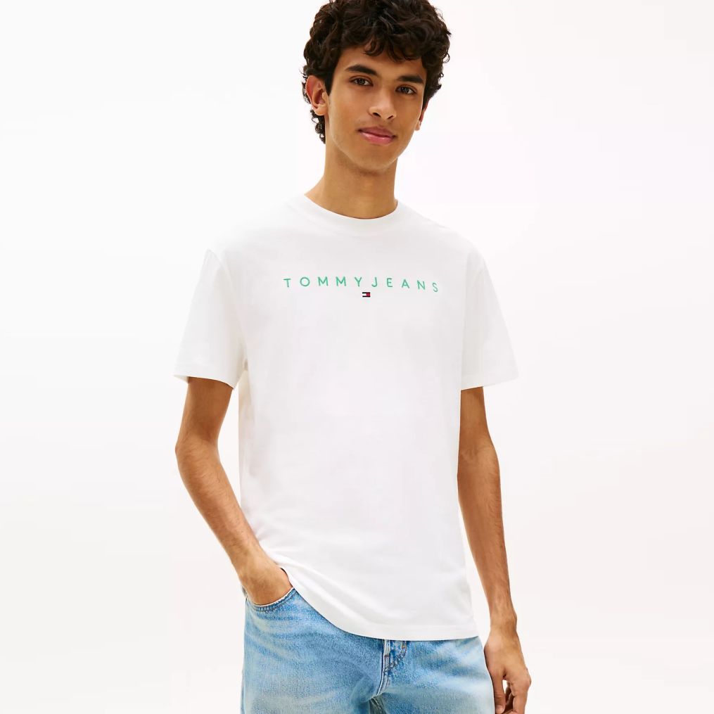 Tommy Jeans Linear Logo T-shirt Wit