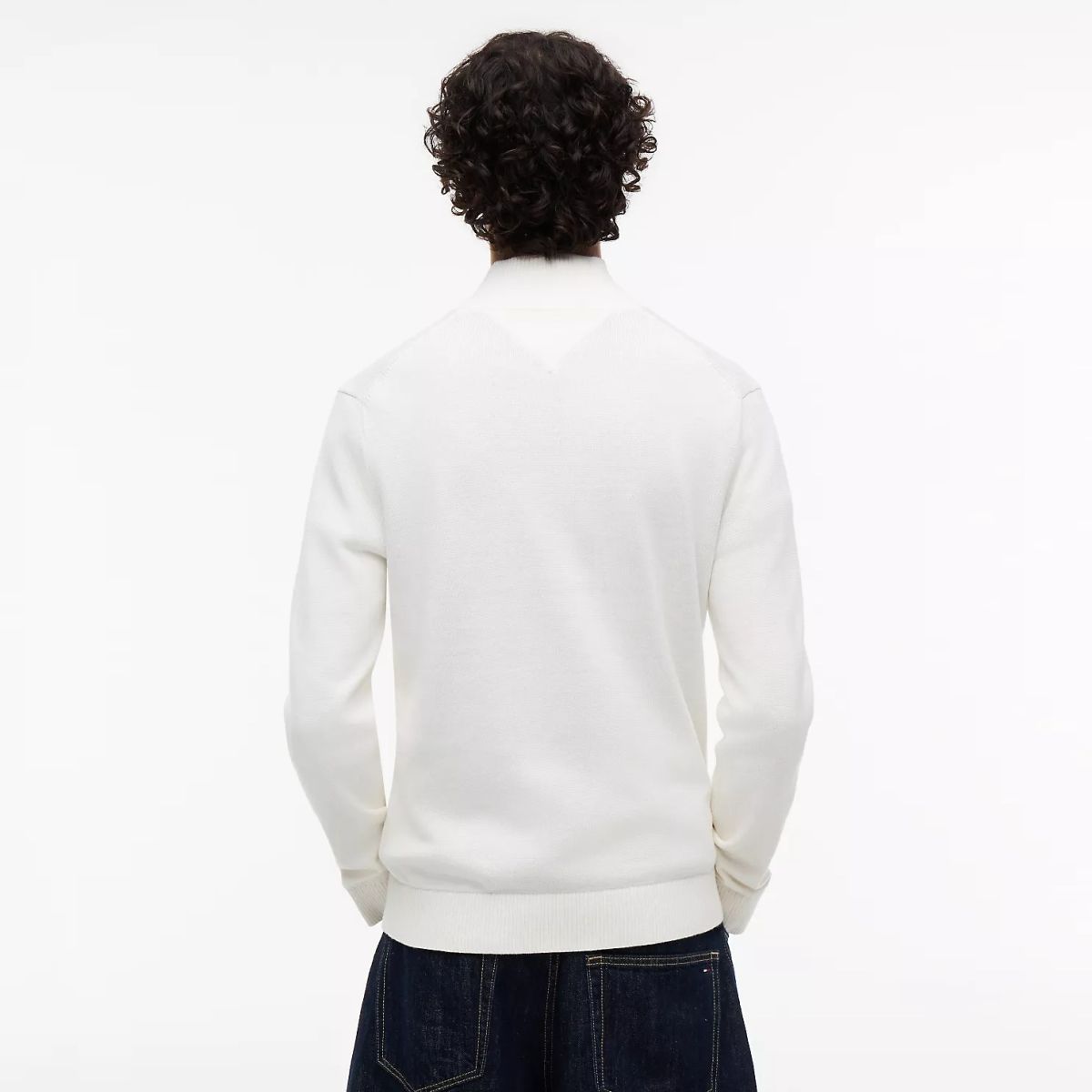 Tommy Jeans Slim Essential Quarter Zip Sweater Off White