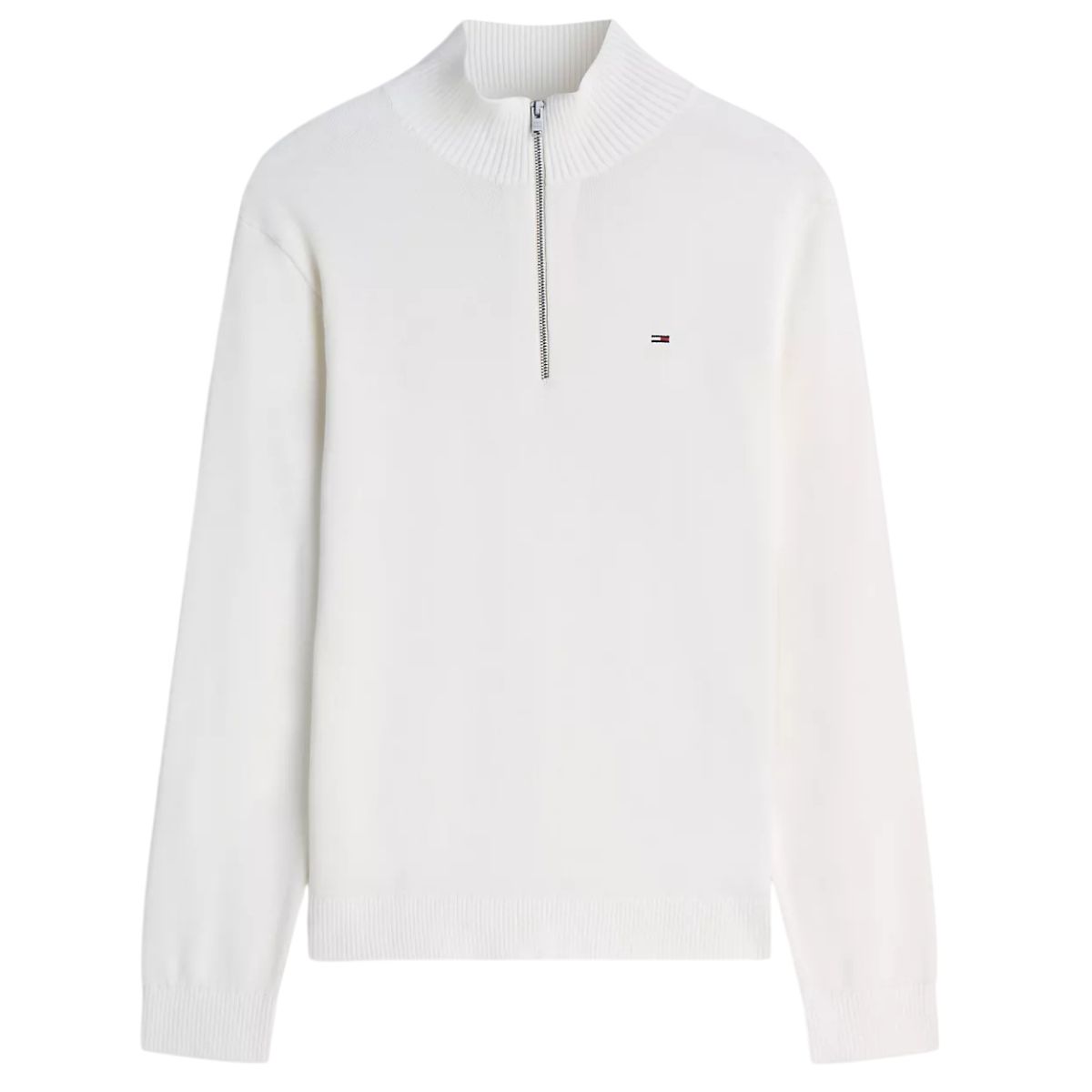 Tommy Jeans Slim Essential Quarter Zip Sweater Off White