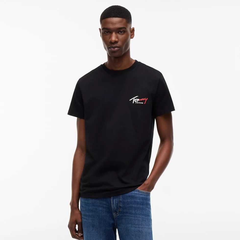 Tommy Jeans Slim Sign Chest T-shirt Zwart