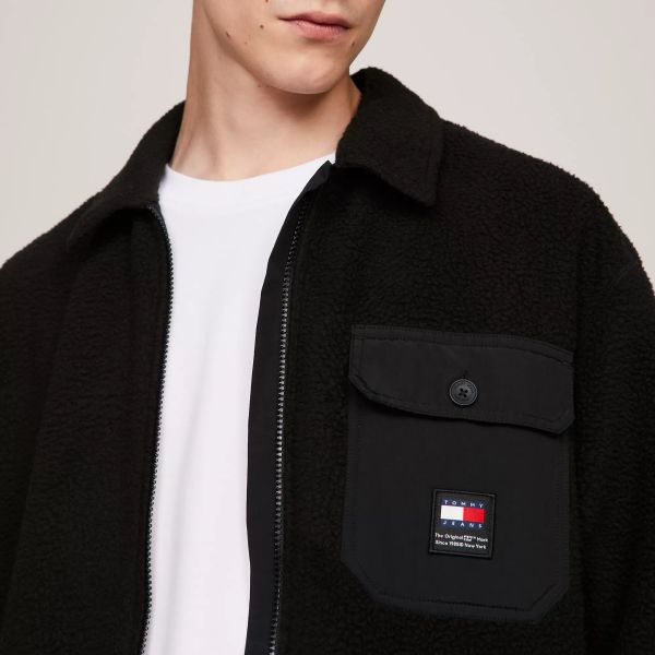 Tommy Jeans Solid Teddy Overshirt Zwart