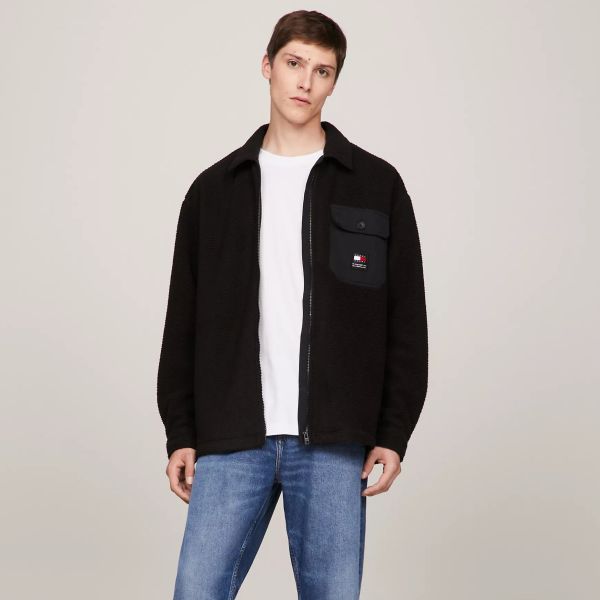 Tommy Jeans Solid Teddy Overshirt Zwart