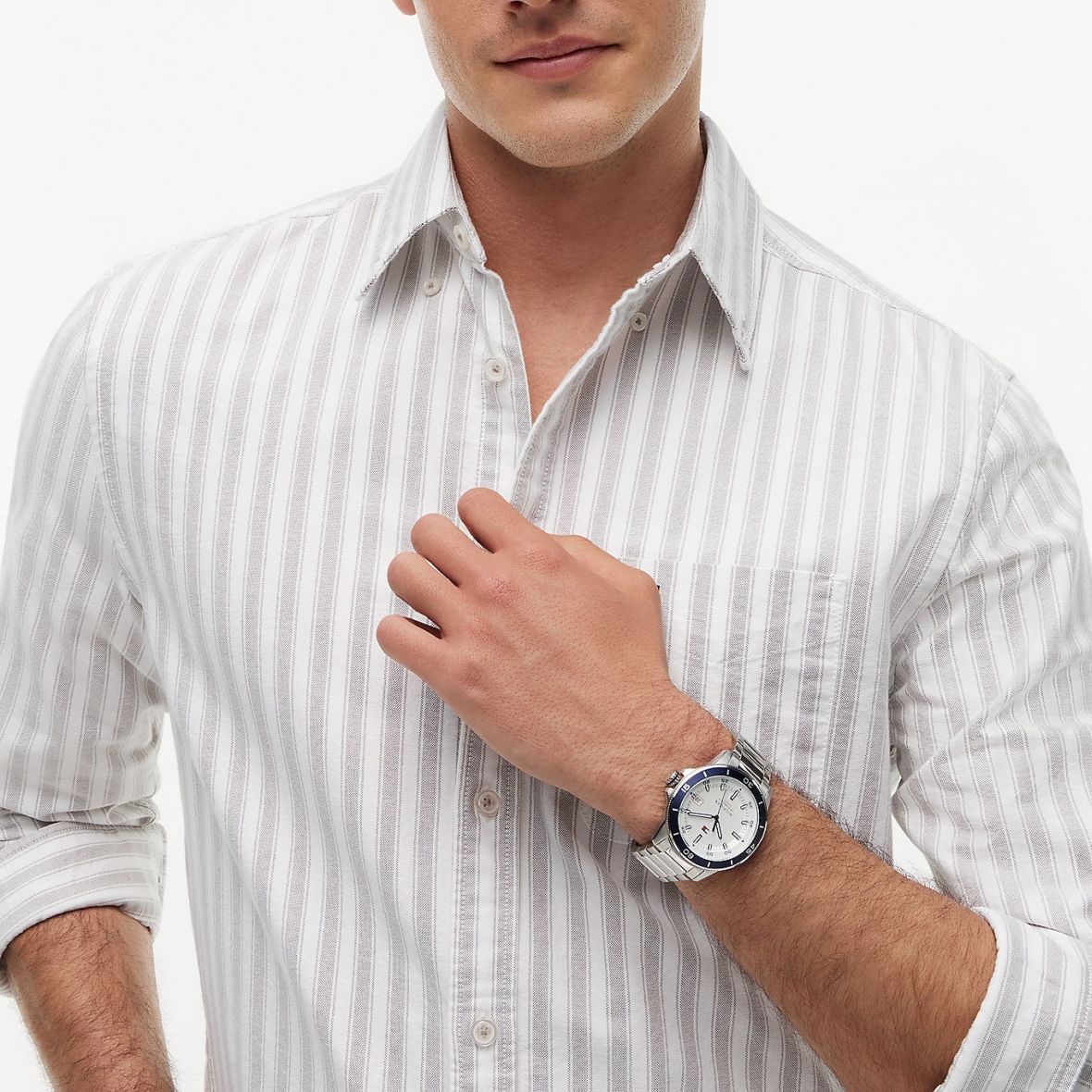Tommy Jeans Stripe Oxford Overhemd Wit/Beige