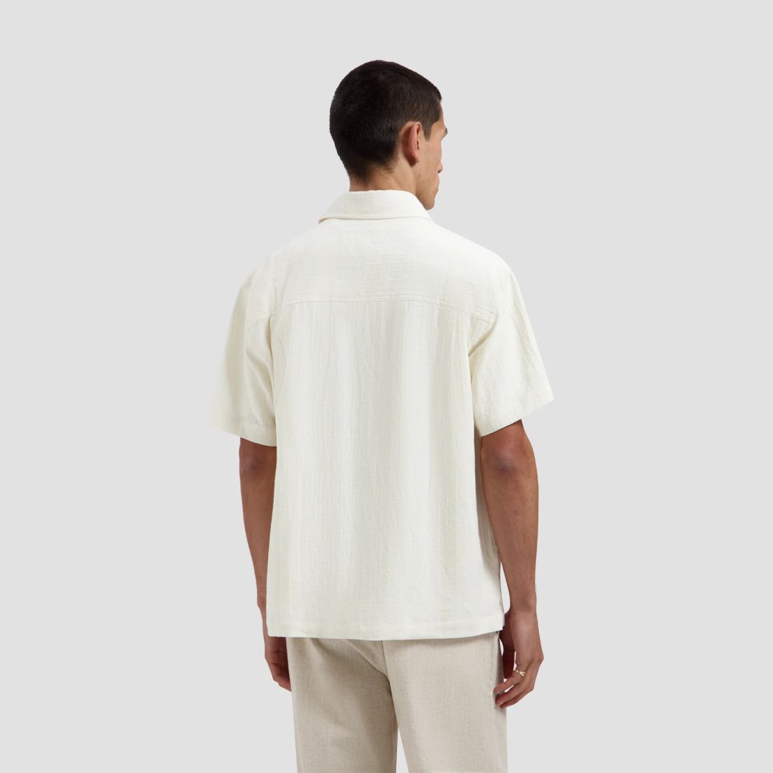 Olaf Textured Stripe Boxy Overhemd Off White