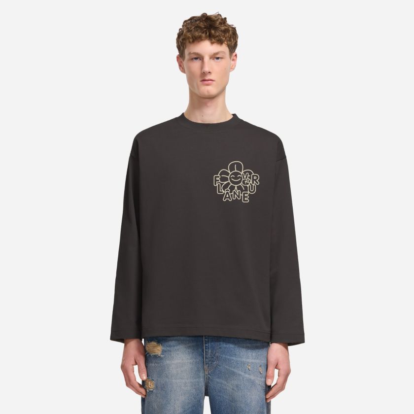 Flâneur Happy Flower Longsleeve T-shirt Bruin