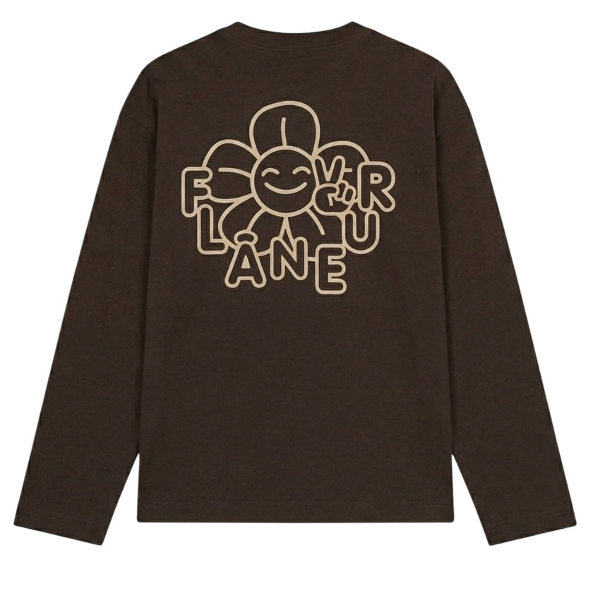 Flâneur Happy Flower Longsleeve T-shirt Bruin