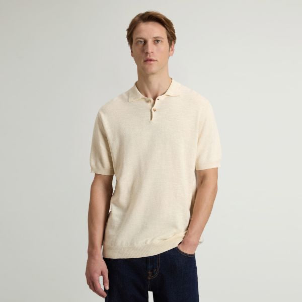 Woolrich Cotton Linen Polo Beige