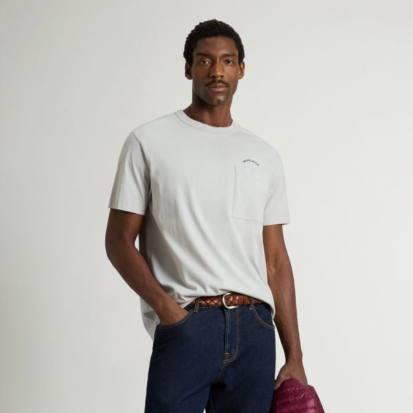 Woolrich Cotton Logo Pocket T-shirt Grijs