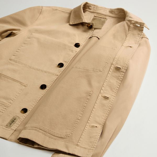 Woolrich Cotton Twill Chore Overshirt Beige