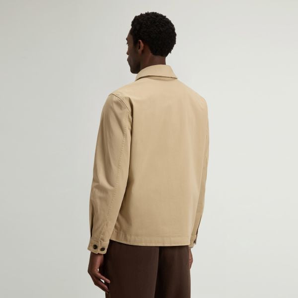 Woolrich Cotton Twill Chore Overshirt Beige