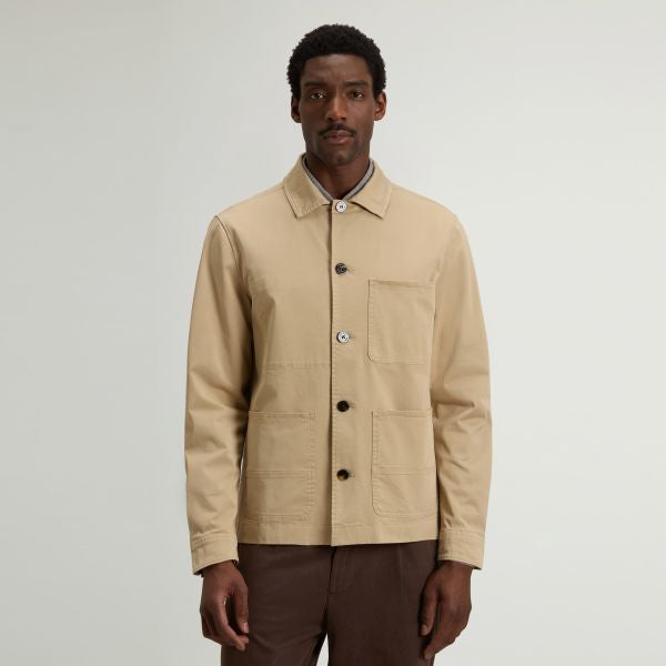 Woolrich Cotton Twill Chore Overshirt Beige