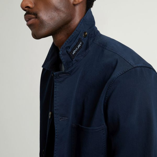Woolrich Cotton Twill Chore Overshirt Navy