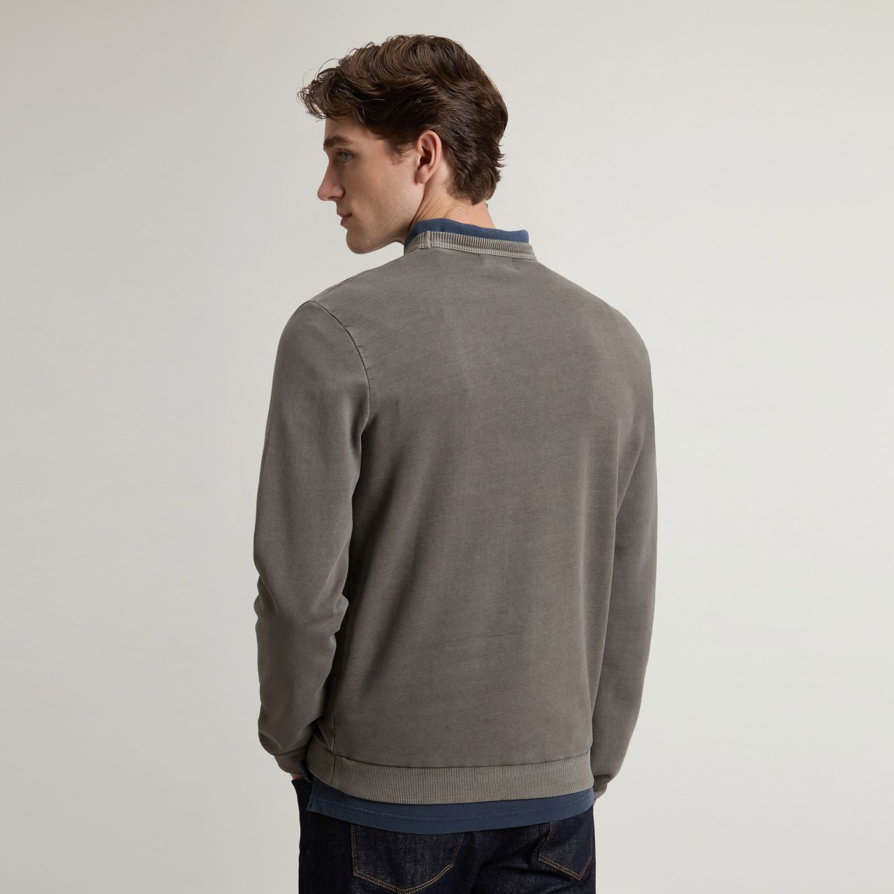 Woolrich Garment Dyed Logo Sweater Donker Groen