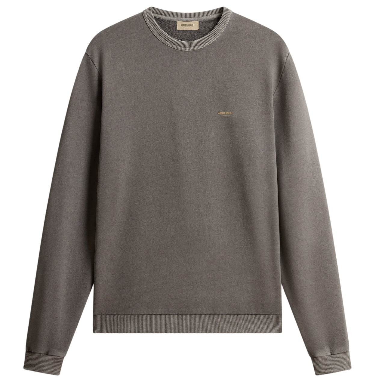 Woolrich Garment Dyed Logo Sweater Donker Groen