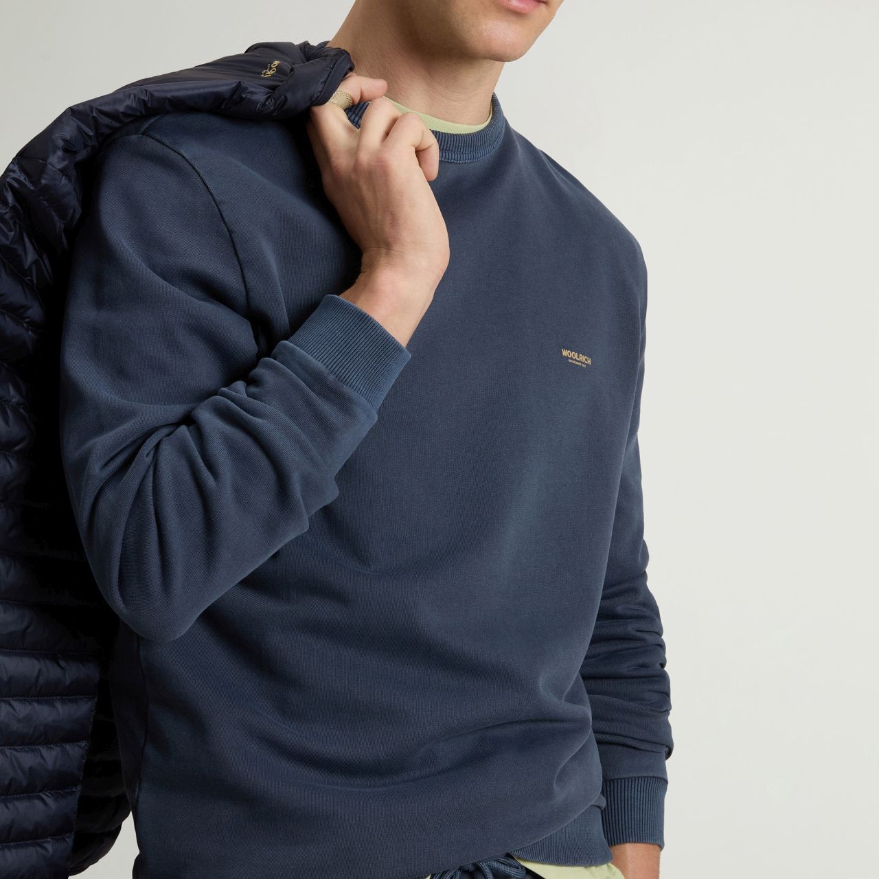 Woolrich Garment Dyed Logo Sweater Navy