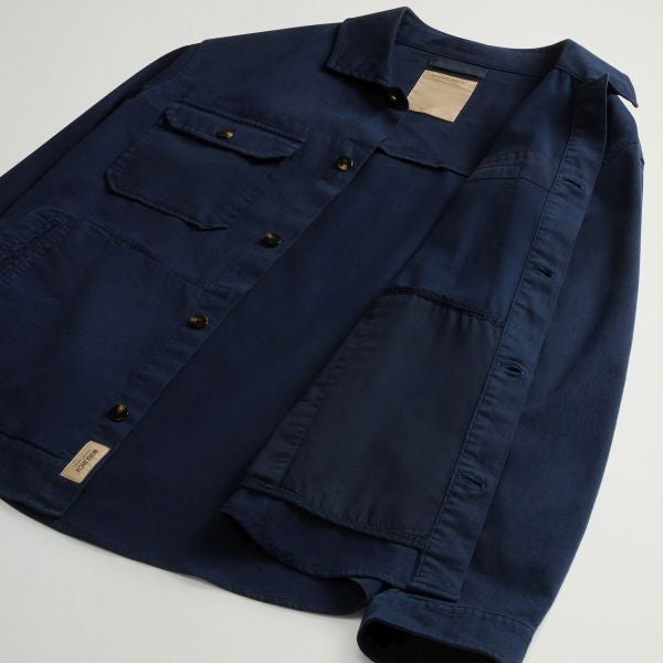 Woolrich Linen Blend Safari Overshirt Navy