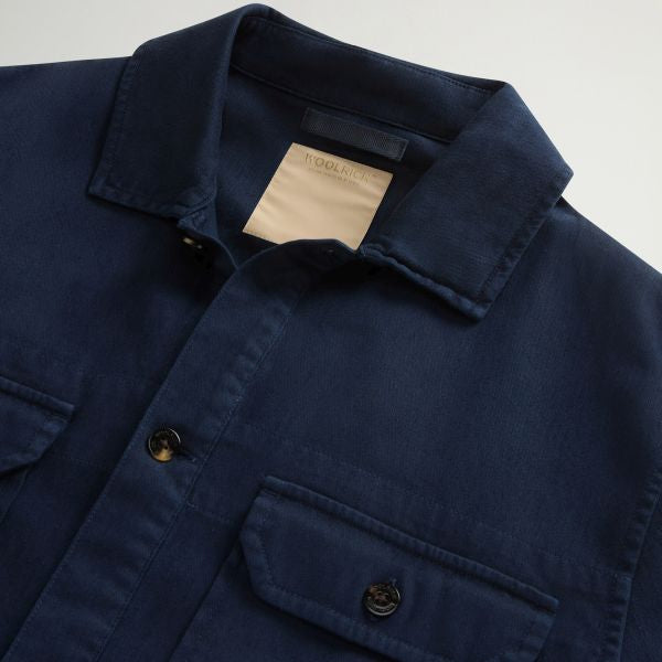 Woolrich Linen Blend Safari Overshirt Navy