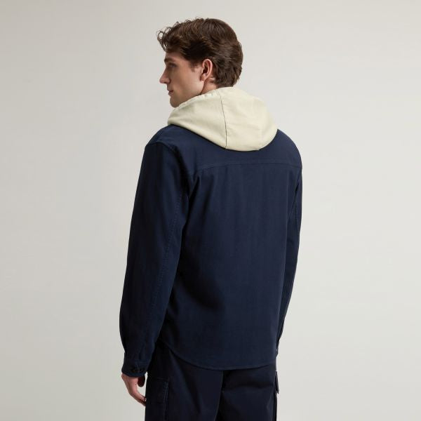 Woolrich Linen Blend Safari Overshirt Navy