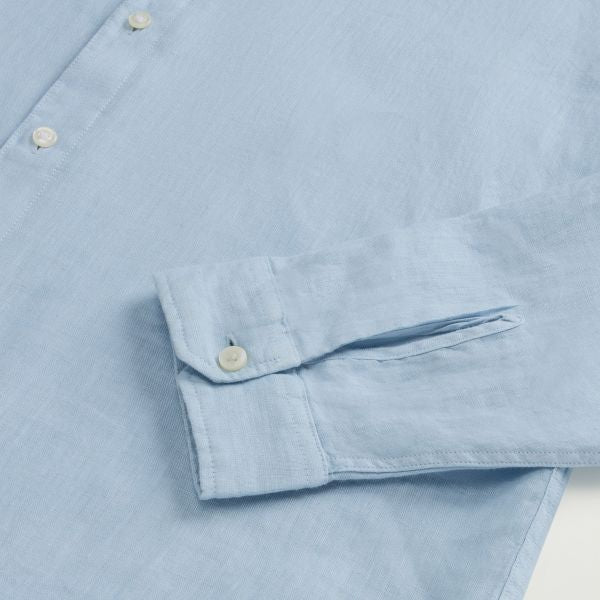 Woolrich Linen Overhemd Licht Blauw