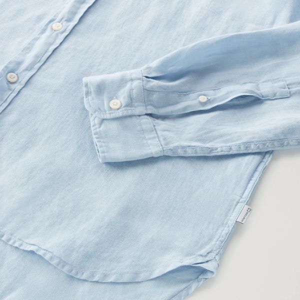 Woolrich Linen Overhemd Licht Blauw