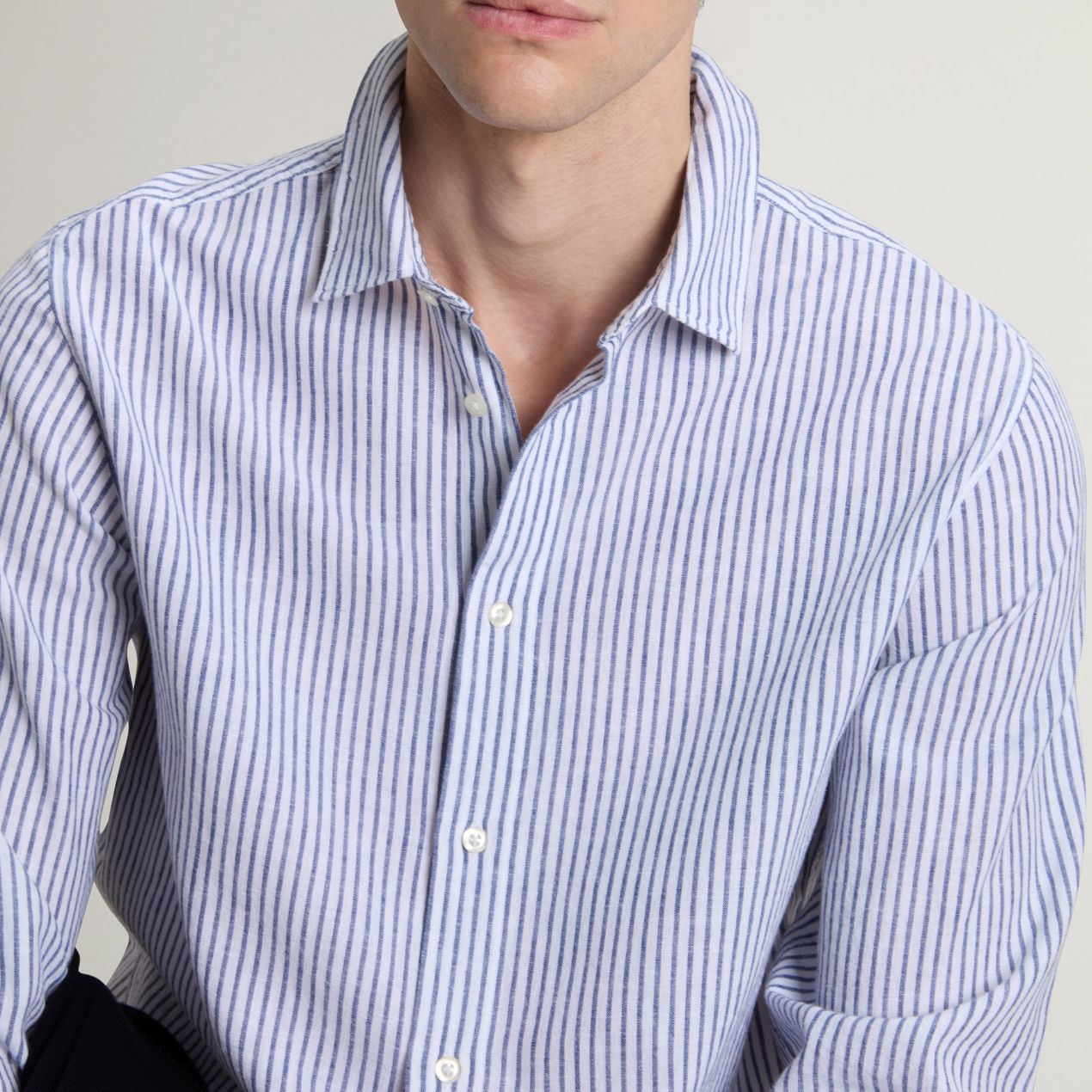 Woolrich Linen Striped Overhemd Blauw