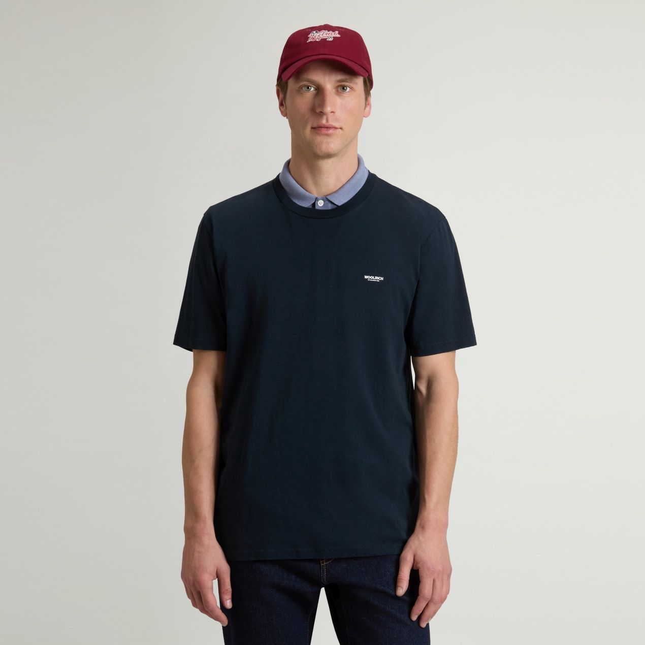Woolrich Slub Logo T-shirt Navy