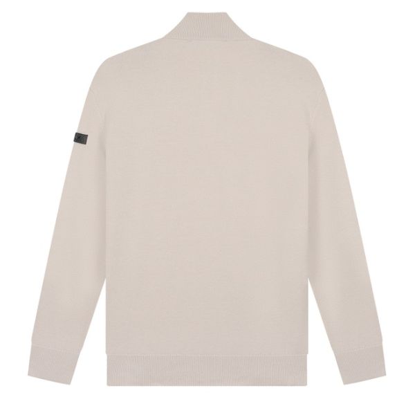 Malelions Knitted Quarter Zip Sweater Beige