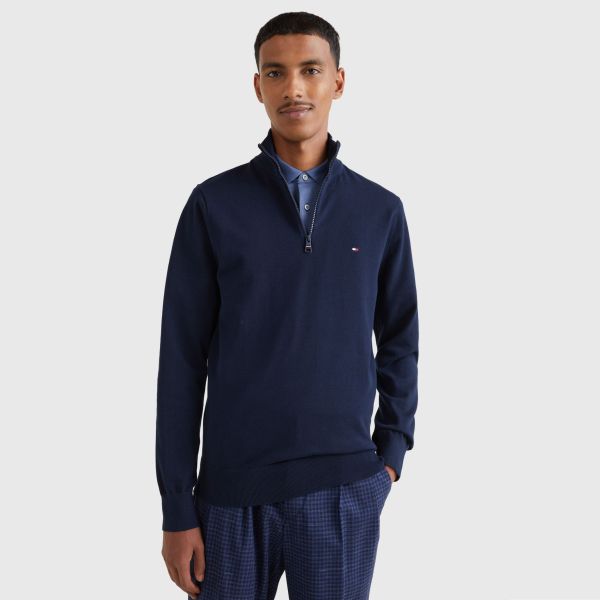 Tommy Hilfiger Zip Mock Sweater Navy