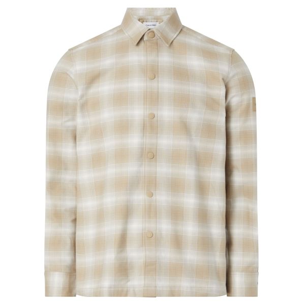Calvin Klein Fleece Check Overshirt Beige