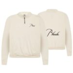 rhude quarte zip sweater off white